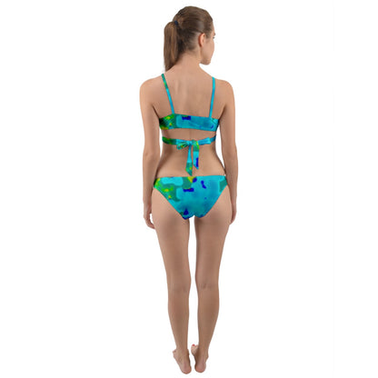 Blue And Green Noise Wrap Around Bikini Set