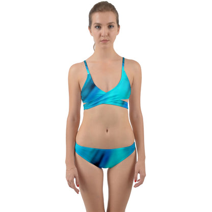 Blue Wave Wrap Around Bikini Set