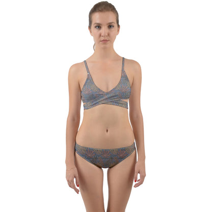 Brown Monstera Wrap Around Bikini Set