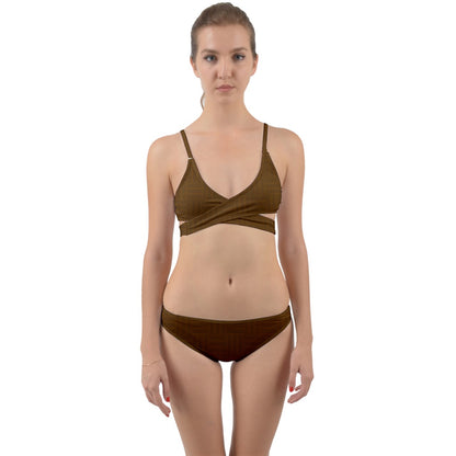 Dark Brown Mudcloth Wrap Around Bikini Set