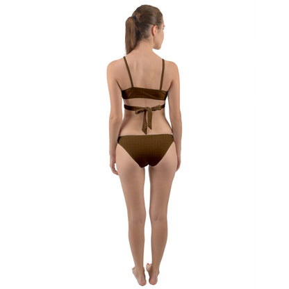 Dark Brown Mudcloth Wrap Around Bikini Set