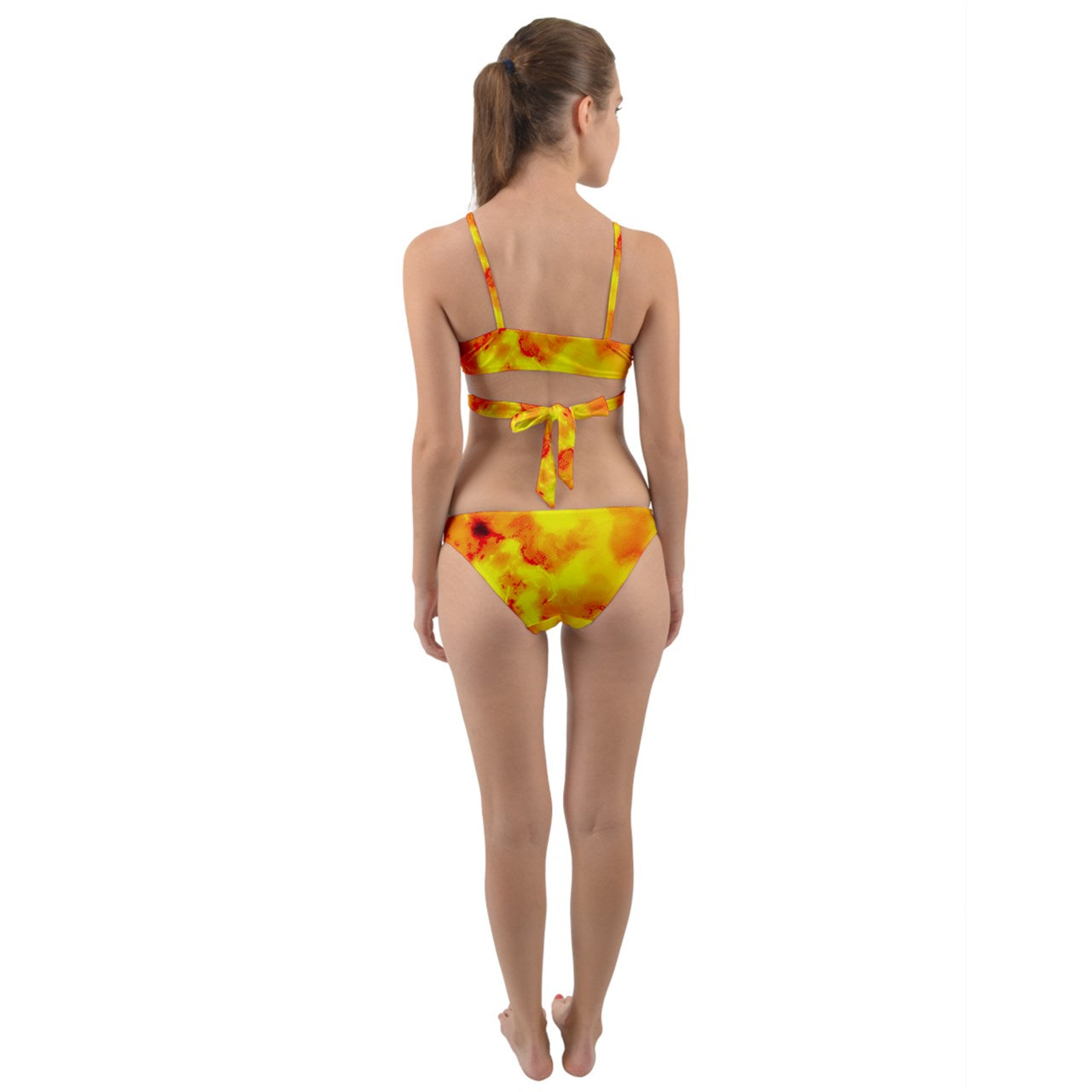 Fire Hibiscus Impressionist Wrap Around Bikini Set