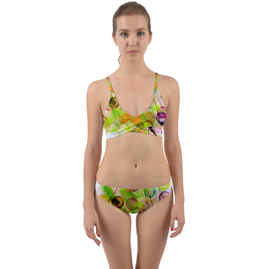 Floral Abstract Wrap Around Bikini Set