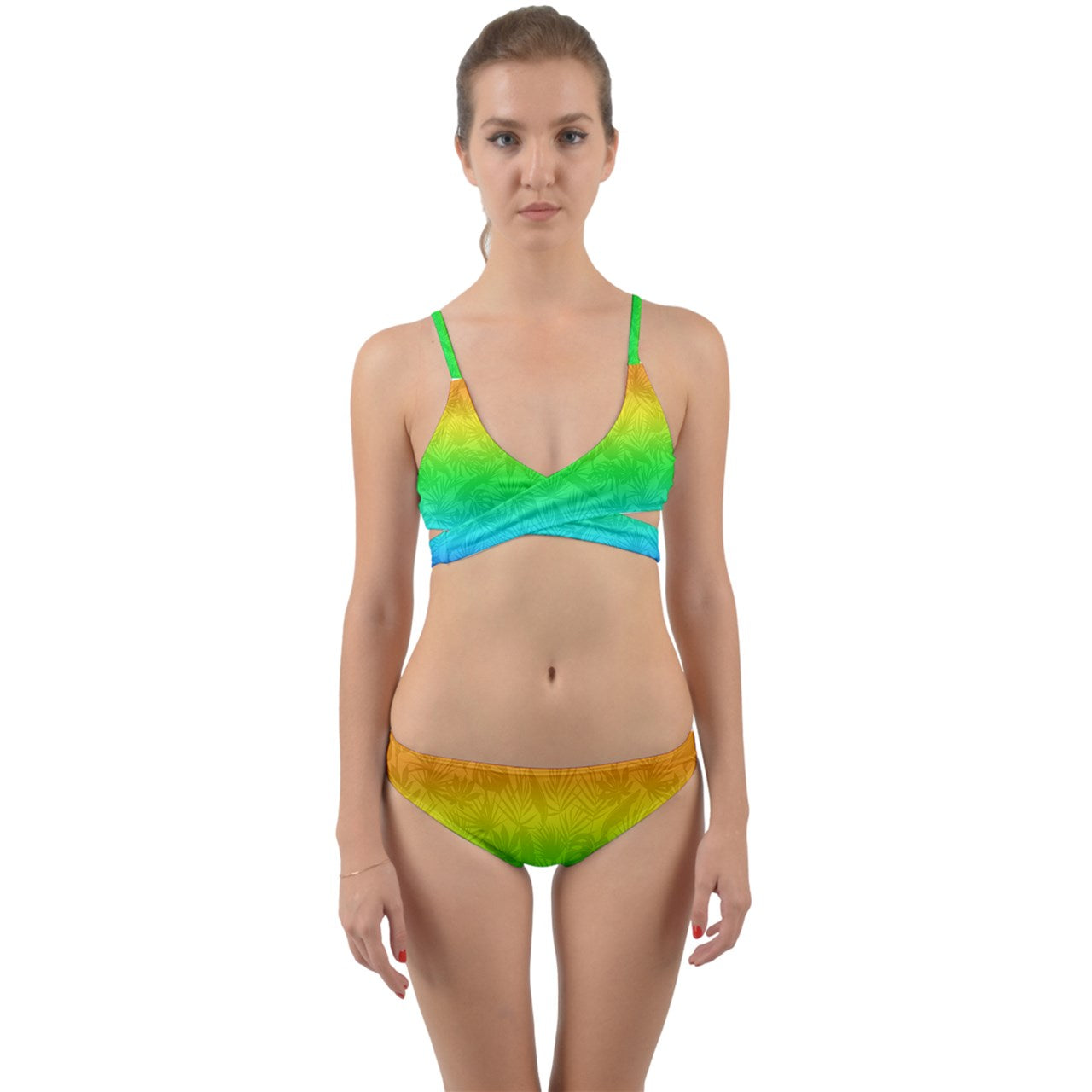 Gradient Monstera Wrap Around Bikini Set