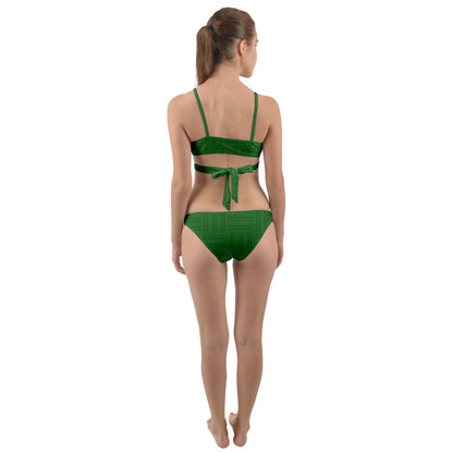 Green Mudcloth Wrap Around Bikini Set