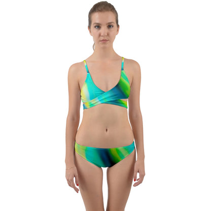 Green Wave Wrap Around Bikini Set