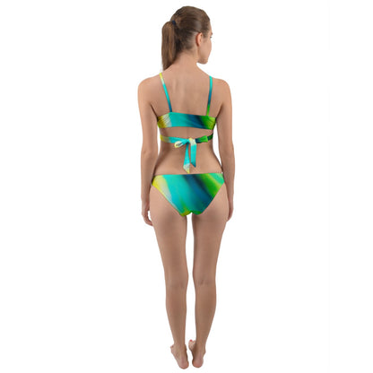 Green Wave Wrap Around Bikini Set