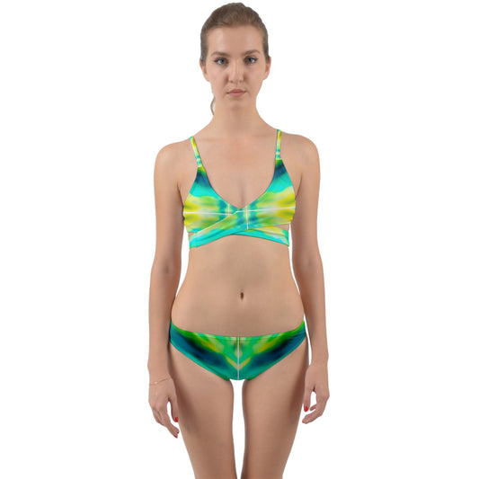 Green Wave Wrap Around Bikini Set