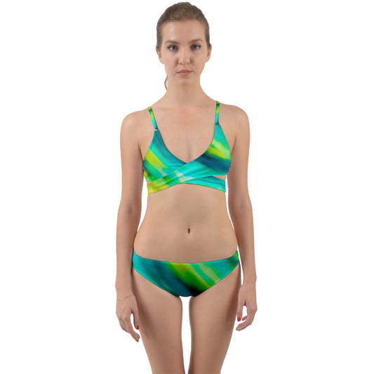 Green Wave Wrap Around Bikini Set