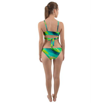 Green Wave Wrap Around Bikini Set