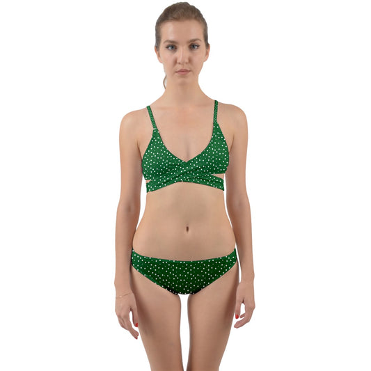 Green With Dots Wrap Around Bikini Set