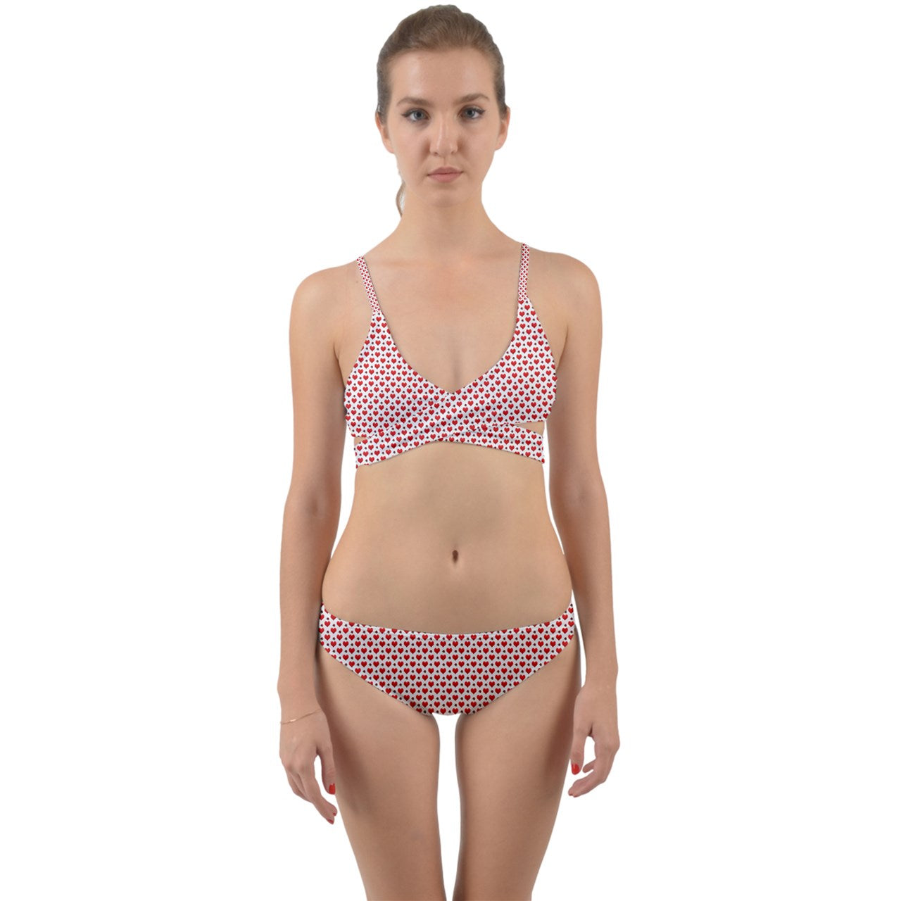 Hearts Pattern Wrap Around Bikini Set