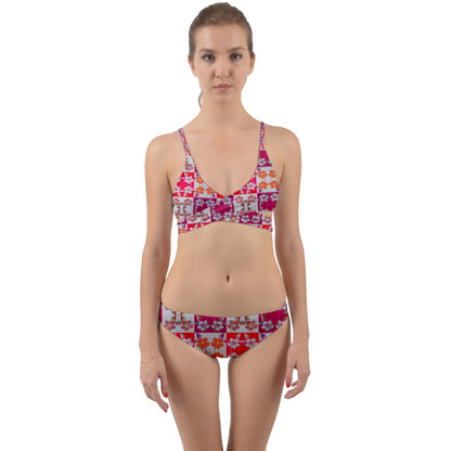 Hibiscus Checkerboard Wrap Around Bikini Set