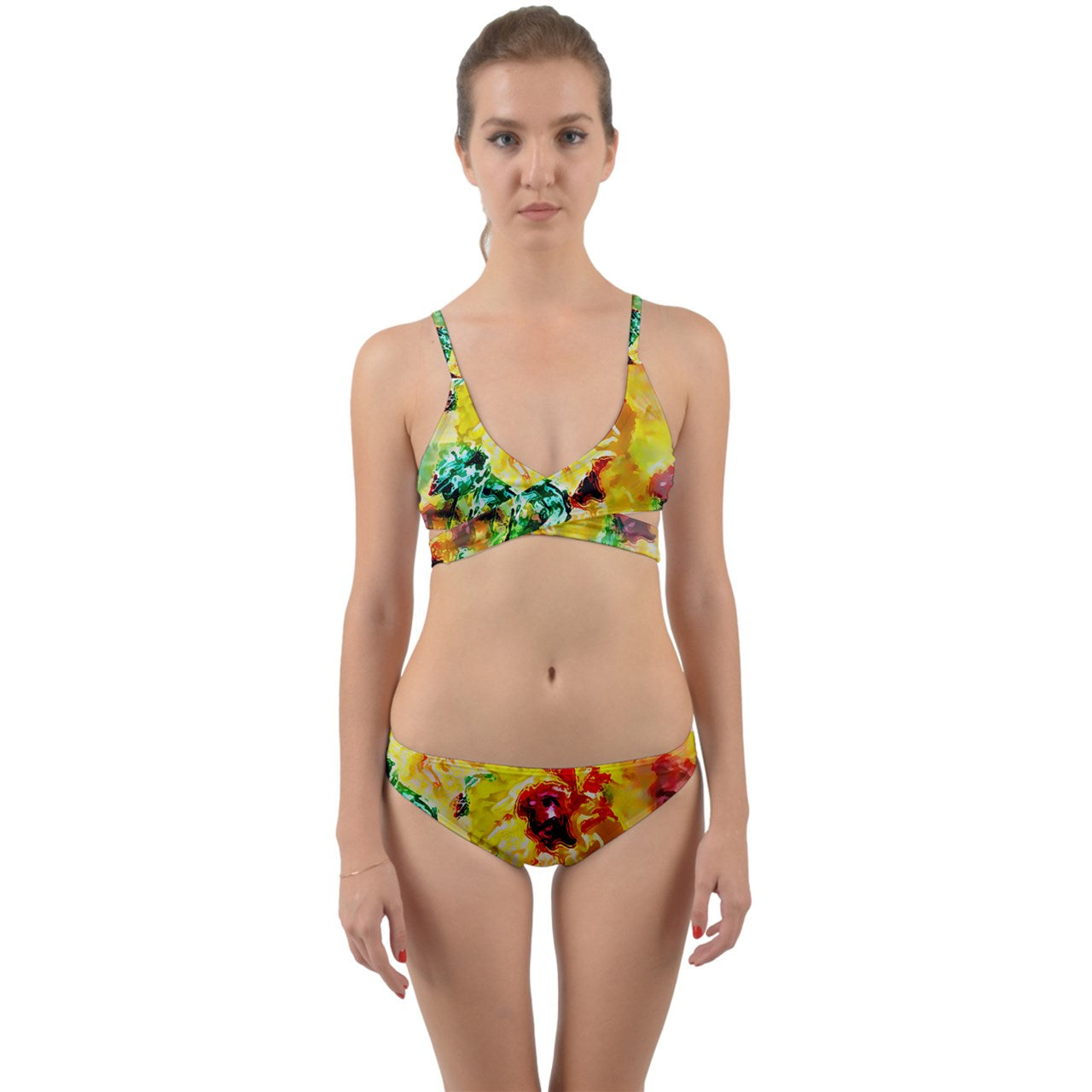 Hibiscus Impressionist Wrap Around Bikini Set