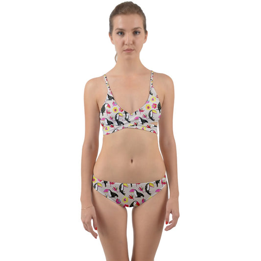 Large Monstera Leaves Inverted Wrap Around Bikini Set