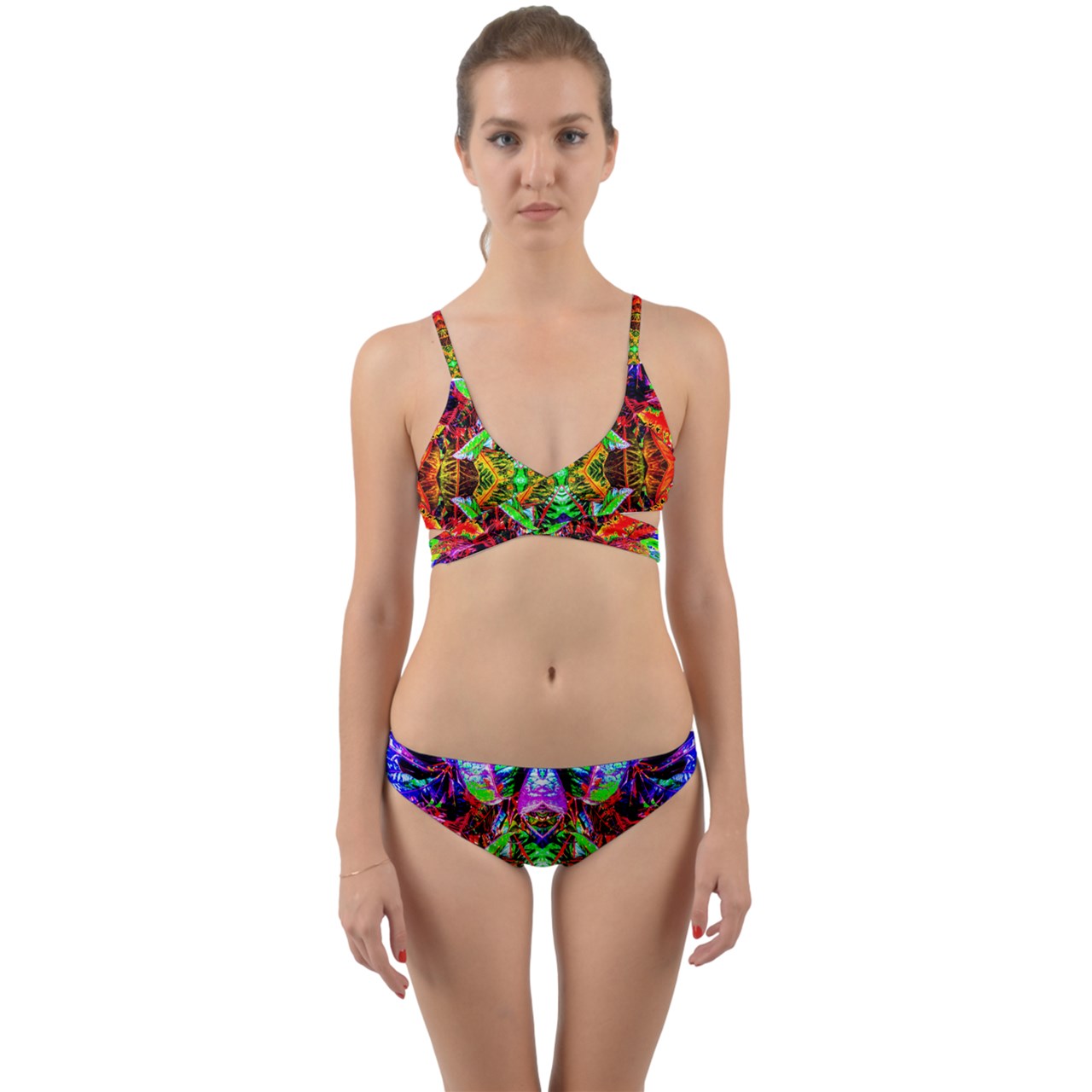 Leafy Abstract Wrap Around Bikini Set