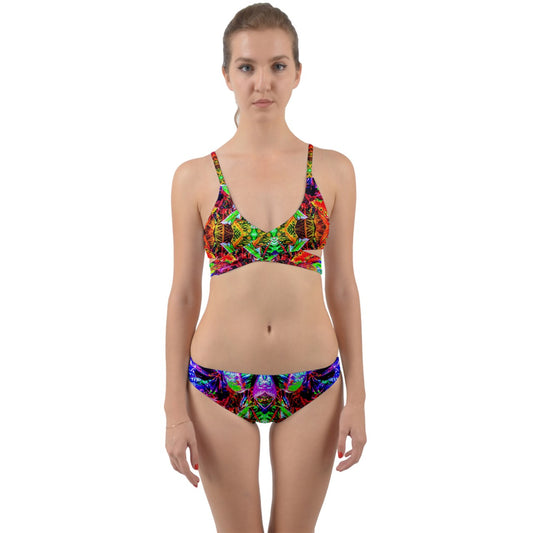 Leafy Abstract Wrap Around Bikini Set