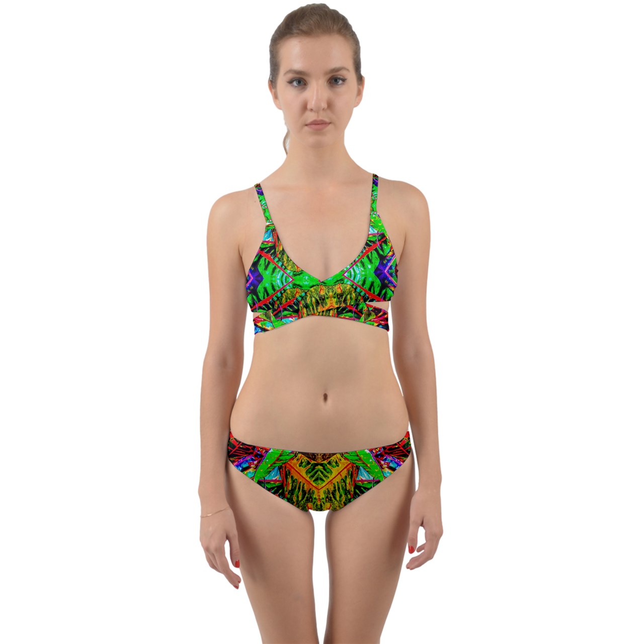 Leafy Abstract Wrap Around Bikini Set