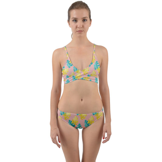 Monstera Leaves Wrap Around Bikini Set