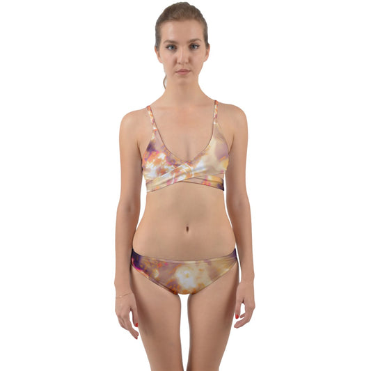 Muted Hibiscus Impressionist Wrap Around Bikini Set