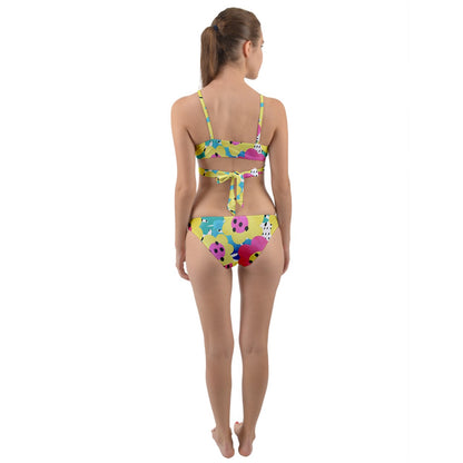 Tropical Flowers And Ladybugs Wrap Around Bikini Set