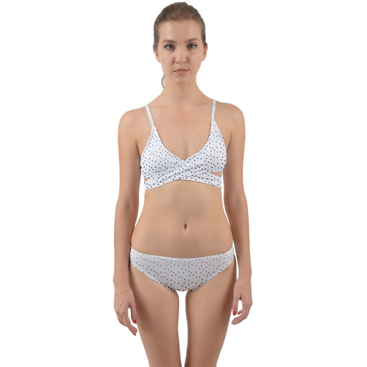 White With Gradient Dots Wrap Around Bikini Set