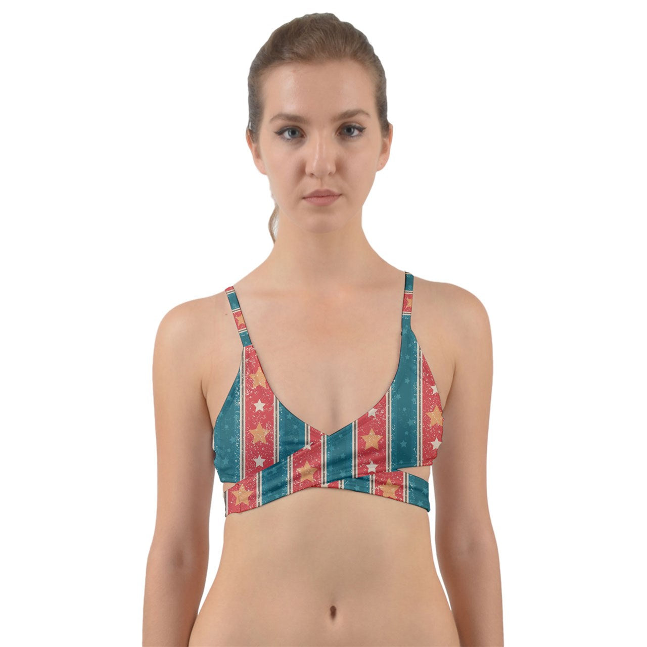 American Dream Stripes Wrap Around Bikini Top