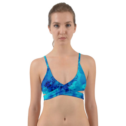 Blue Hibiscus Impressionist 1 Wrap Around Bikini Top