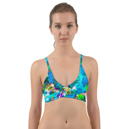 Blue Hibiscus Impressionist 2 Wrap Around Bikini Top