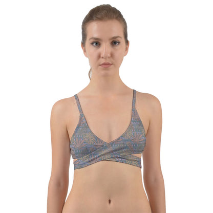 Brown Monstera Wrap Around Bikini Top