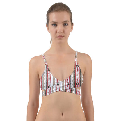 Cherry Cake Stripes Wrap Around Bikini Top