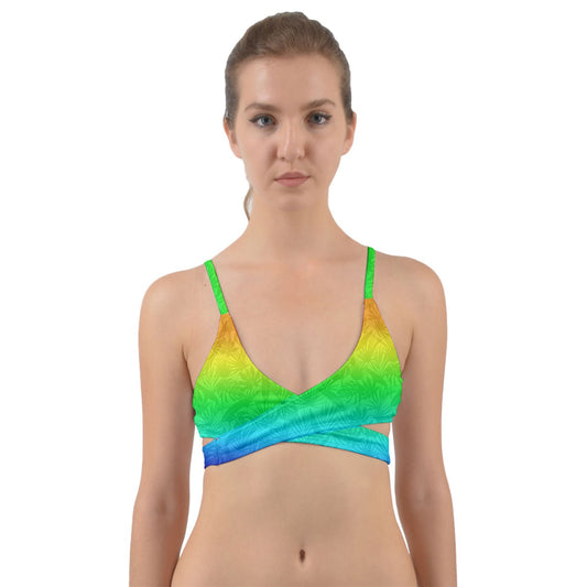 Gradient Monstera Wrap Around Bikini Top