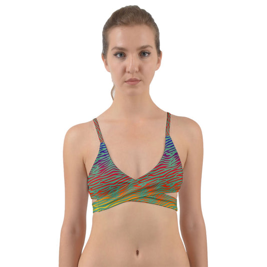 Gradient Wavy Lines Wrap Around Bikini Top