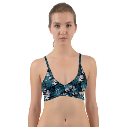 Green And Gray Monstera Wrap Around Bikini Top