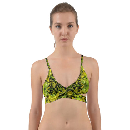 Green And Yellow Leaves Wrap Around Bikini Top