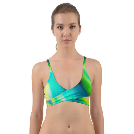 Green Wave Wrap Around Bikini Top