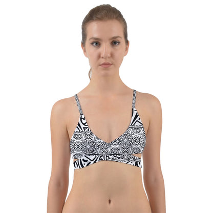 Hawaiian Tribal Black And White Wrap Around Bikini Top