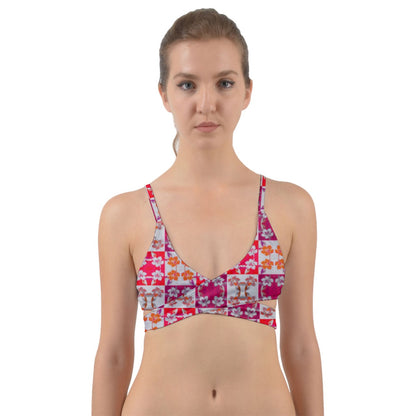 Hibiscus Checkerboard Wrap Around Bikini Top