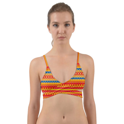 Hibiscus Stribes Wrap Around Bikini Top