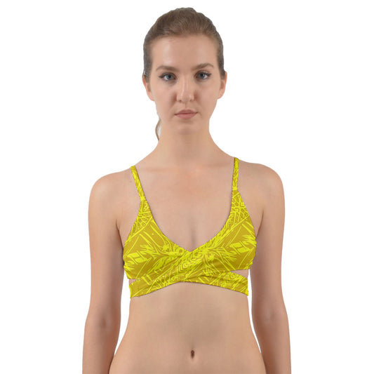 Large Yellow Fern Wrap Around Bikini Top