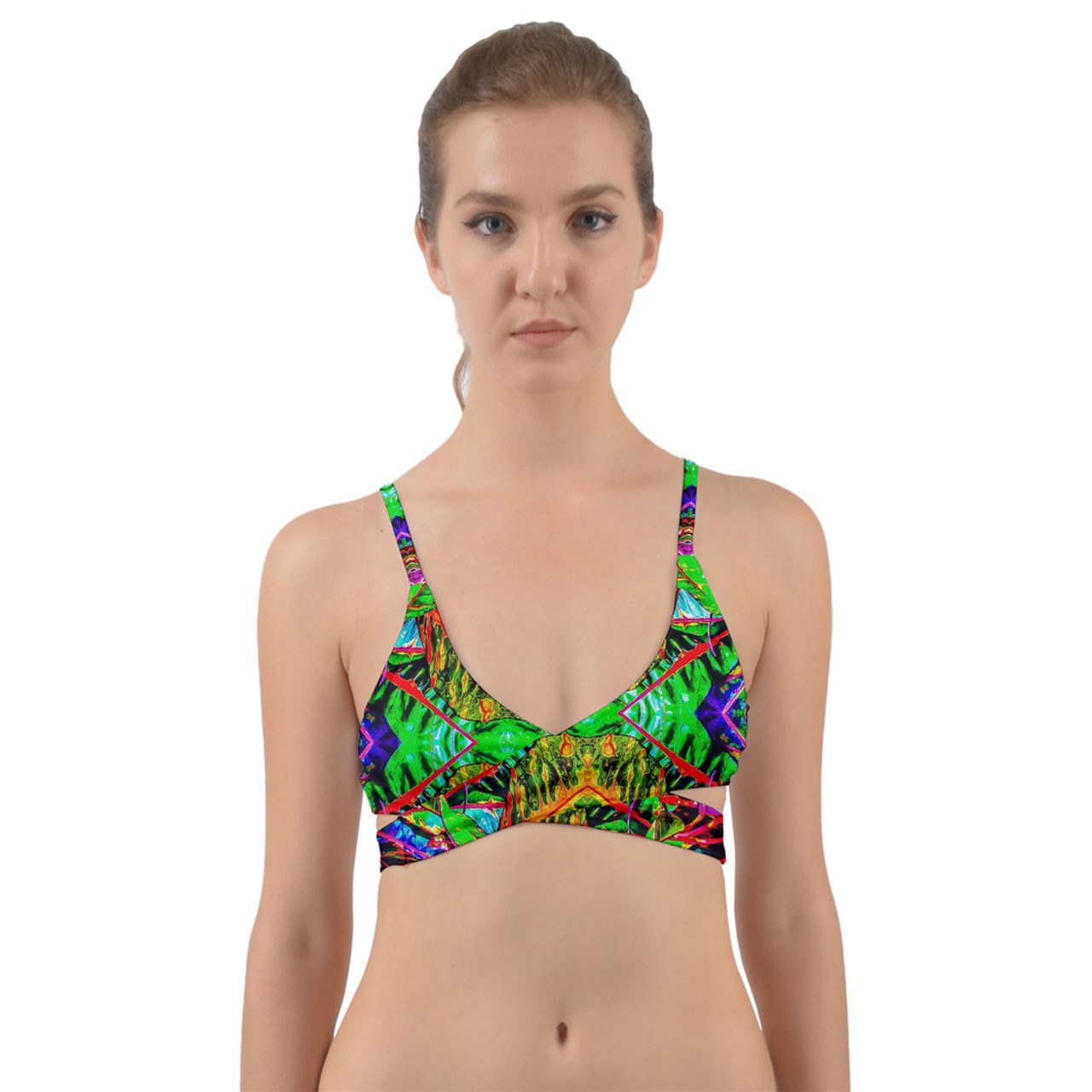 Leafy Abstract 2 Wrap Around Bikini Top