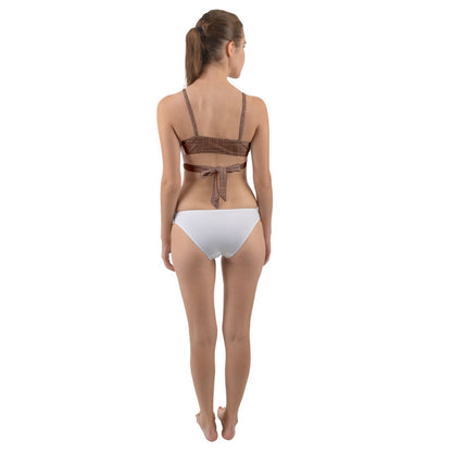 Light Brown Mudcloth Wrap Around Bikini Top