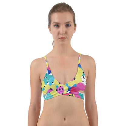 Tropical Flowers And Ladybugs Wrap Around Bikini Top