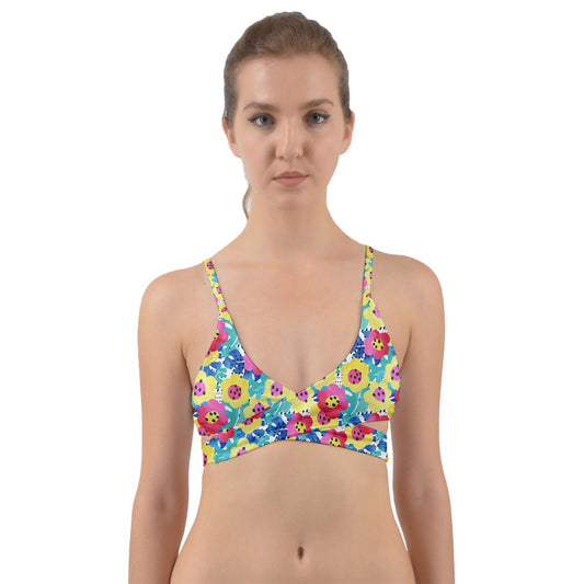 Tropical Flowers Wrap Around Bikini Top