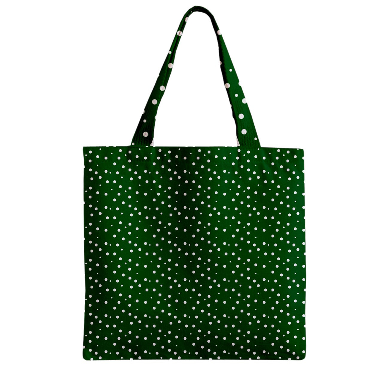 Zipper Grocery Tote Bag Green Dots