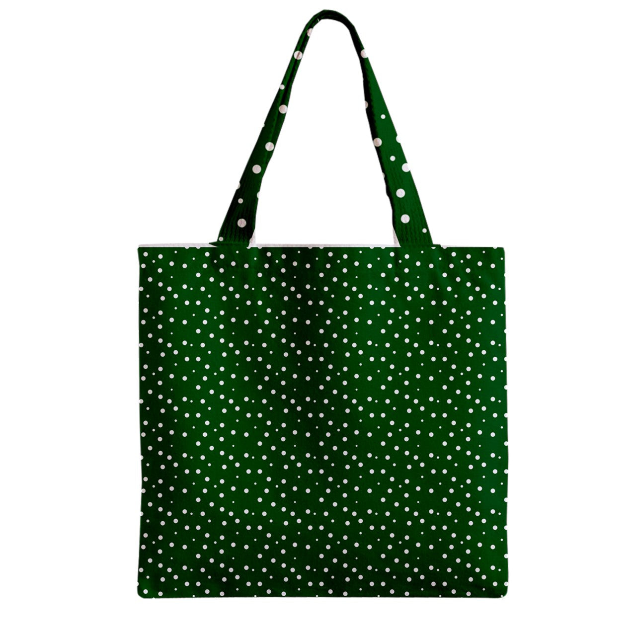 Zipper Grocery Tote Bag Green Dots