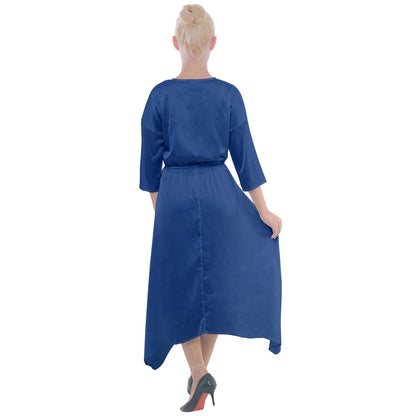 Quarter Sleeve Wrap Front Maxi Dress Classic Blue