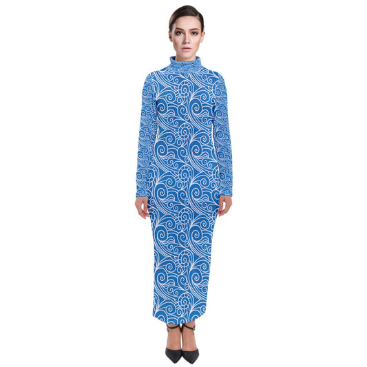 Turtleneck Maxi Dress Blue Wind