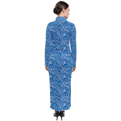 Turtleneck Maxi Dress Blue Wind