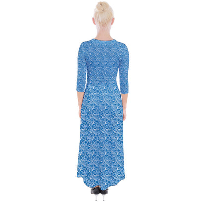 Quarter Sleeve Wrap Maxi Dress Blue Wind